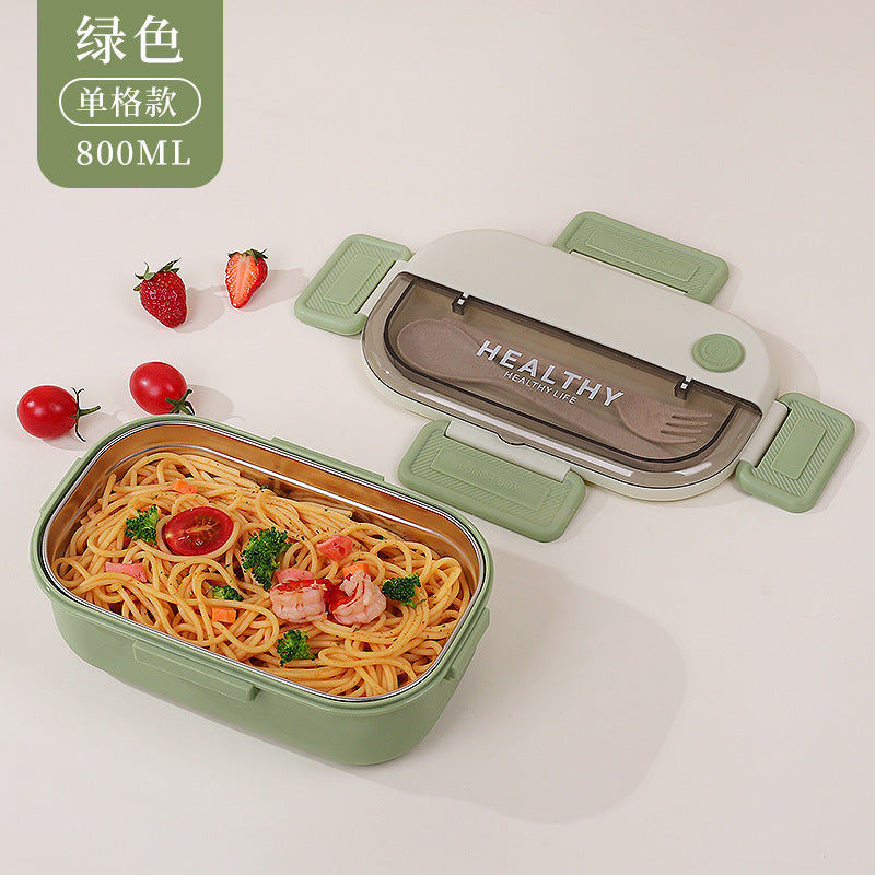 304 stainless steel lunch box can be heated in microwave oven, and office workers bring rice-tight bento boxes to seal the new lunch boxes.