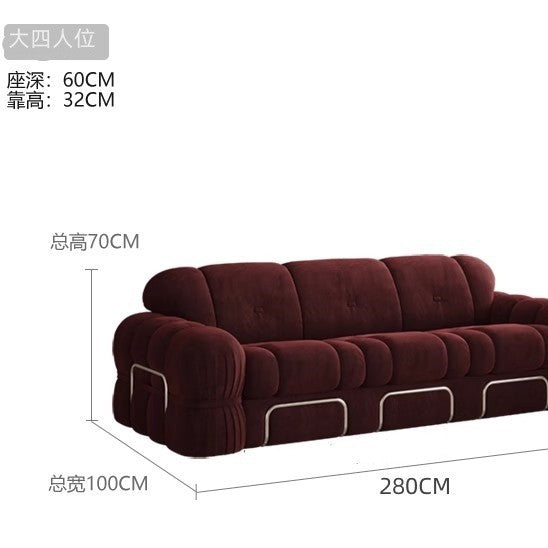 Nordic light luxury retro steel tooth velvet fabric sofa italian medieval style house living room small apartment three-seater
