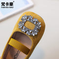 Vancahao niche design girls' rhinestone princess shoes,  spring/autumn new collection, children's low-cut bowknot flats