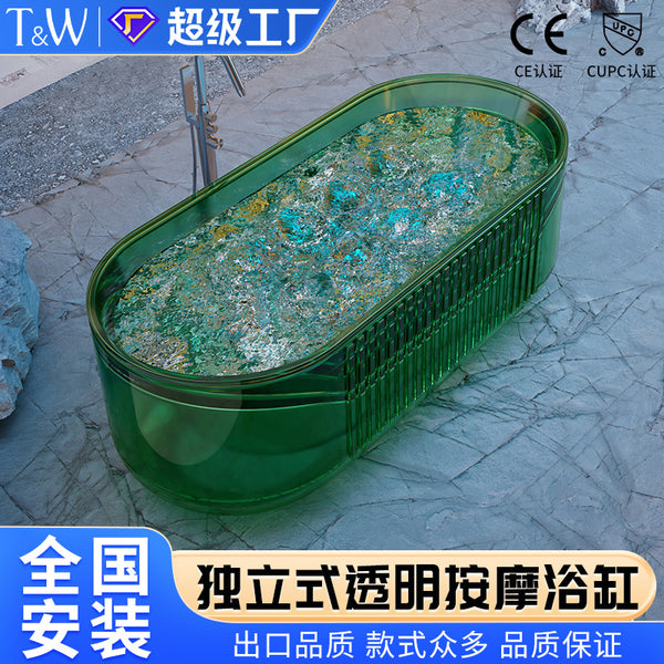 Travel free-standing transparent Jacuzzi Family bubble surfing Double Internet celebrity hotel Vertical stripe bath