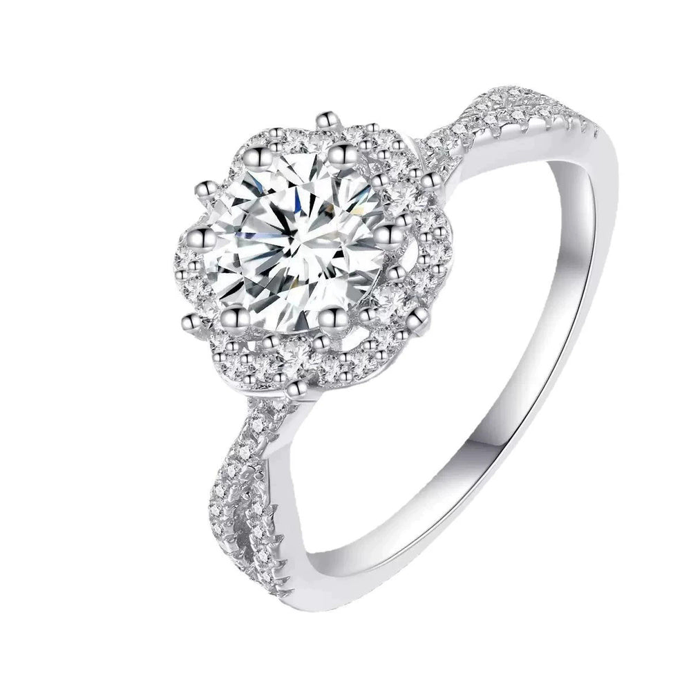 Ins style k-style flower bud sugar cube ring niche design accessible luxury high-end index finger ring popular hand jewelry wholesale