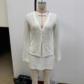 <vip客户>European and american style sexy women's hollow-out see-through knitted mini skirt two-piece set</vip客户>
