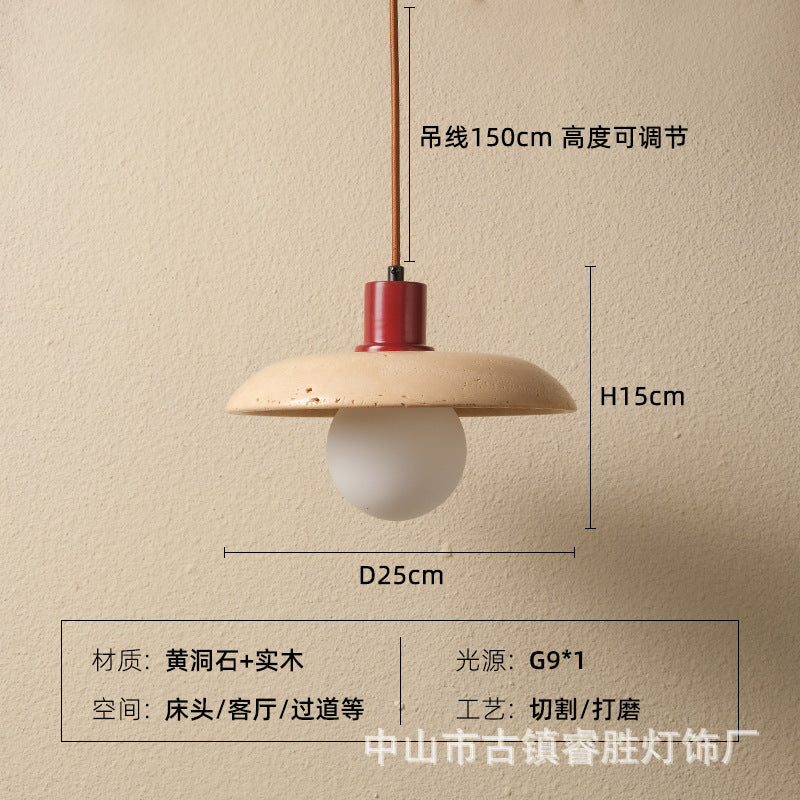 Wabi sand wind bedside small chandelier modern simple single head decoration creative personality atmosphere Zhongshan lamps yellow cave stone