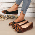 cross-border e-commerce plus size loafers for women, new spring collection, suede flat slip-ons, leopard print casual women's single shoes
