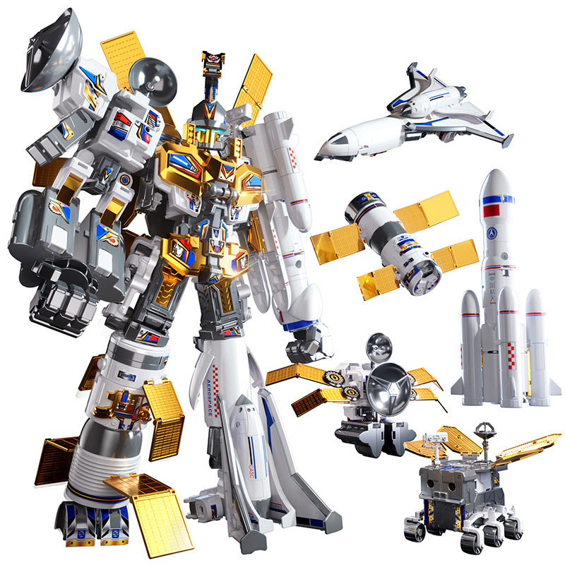 Kids' space rocket building blocks toy - educational puzzle assembly transforming robot 5-in-1 - perfect birthday gift for boys