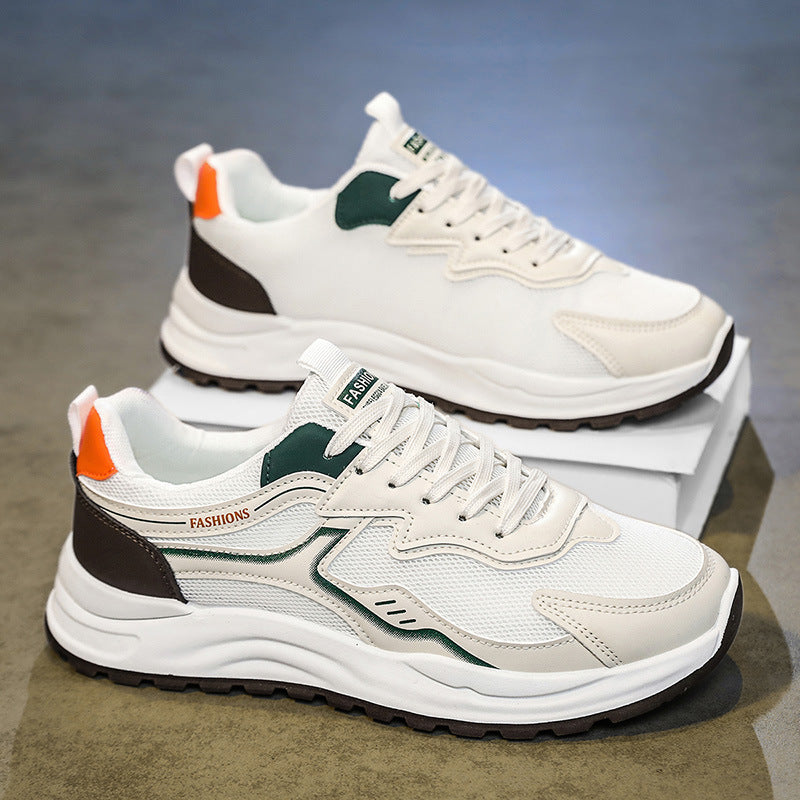 Men's summer breathable mesh casual running anti-slip sneakers - versatile trendy chunky sole dad shoes for men