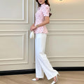 summer new women's clothing - cross-border  fashion, european & american style, versatile printed single-breasted stand collar blouse