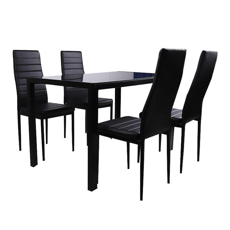 Tempered glass dining table and chair set - hot selling cross-border e-commerce product - rectangular dining table and chairs - simple cafe restaurant table