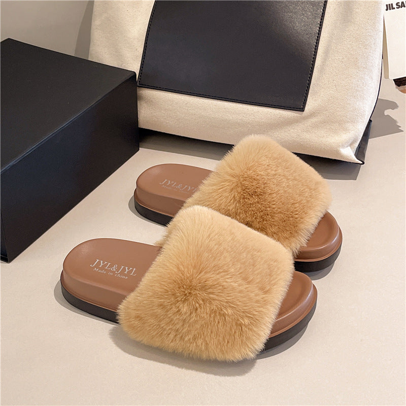 2025 fall/winter new collection: classic & stylish fuzzy one-strap cotton slippers - chunky sole, premium feel, women's outdoor slippers