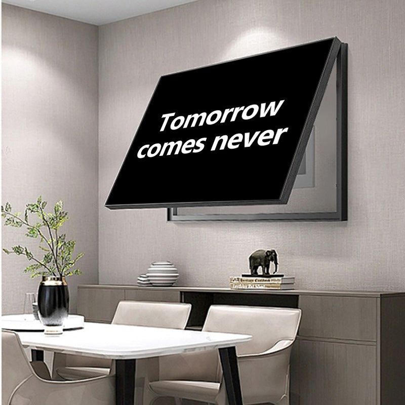 Black and white English letters meter box decorative painting empty switch blocking mural living room dining room distribution box hanging painting