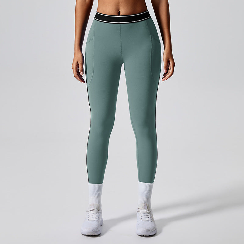 summerhigh waist yoga pants for women anti-curling elastic sports leggings outdoor sports fitness nine-point pants