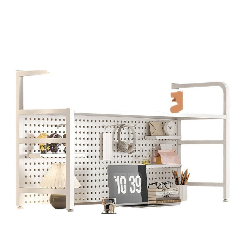 Desktop hole board wrought iron bookshelf, table shelf, dormitory layered storage rack, desk household finishing rack