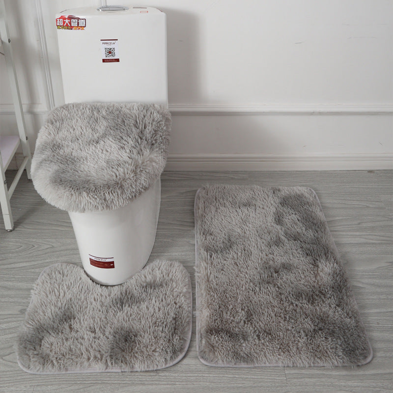 Custom tie-dye plush toilet seat cover set - non-slip floor mats & absorbent bathroom accessories - hot selling on