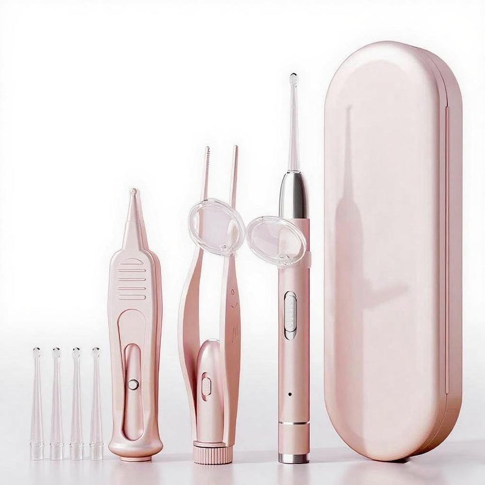 Metal luminous ear spoon ear clip kids rechargeable ear spoon suit baby ear tweezers nose clip ear picking tool