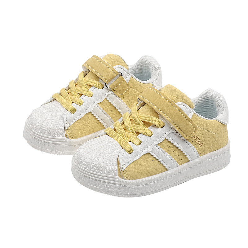 Boys' fashion sneakers - new spring/autumn collection - versatile shell toe white shoes for kids - breathable running shoes for girls