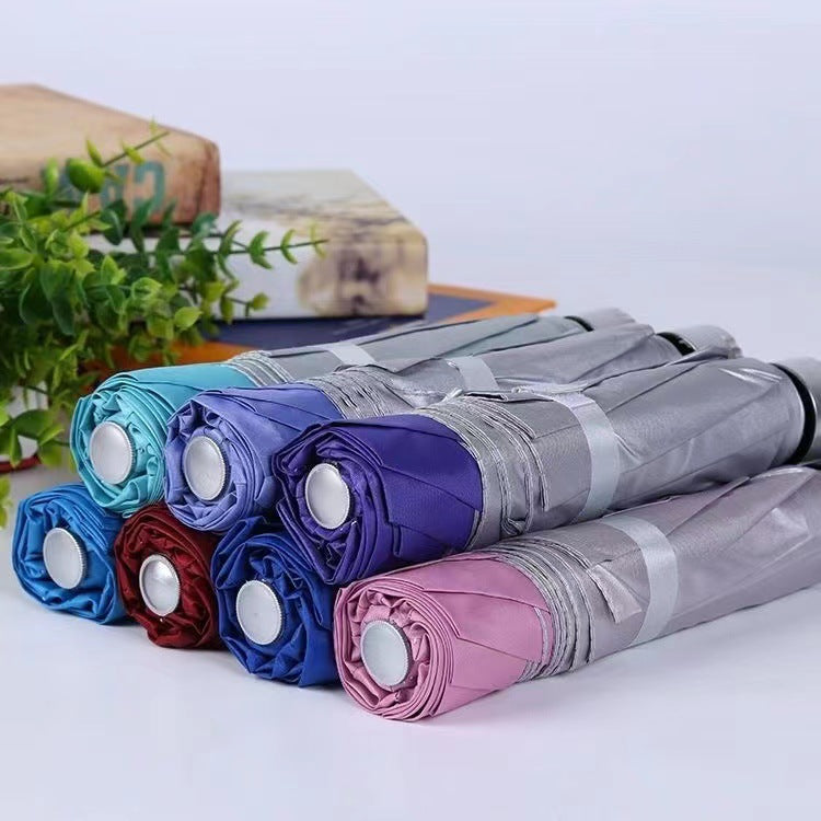 7 bone silver glue single three-fold umbrella folding umbrella manual business umbrella parasol student ultra-light printed logo