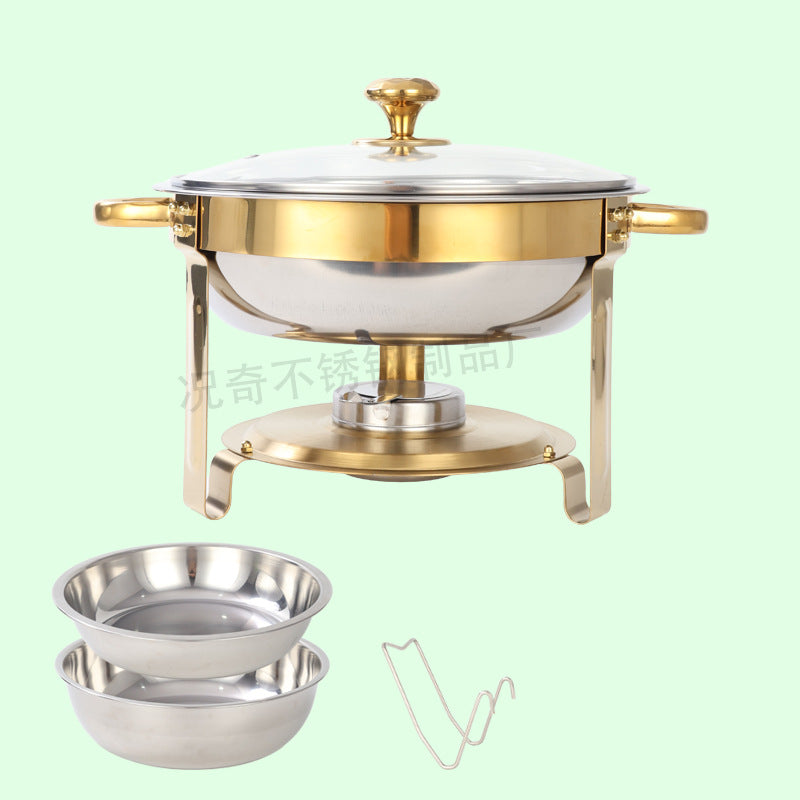 5qt stainless steel gold round furnace insulation buffet furnace suitchafingdishbuffetsetcross-border