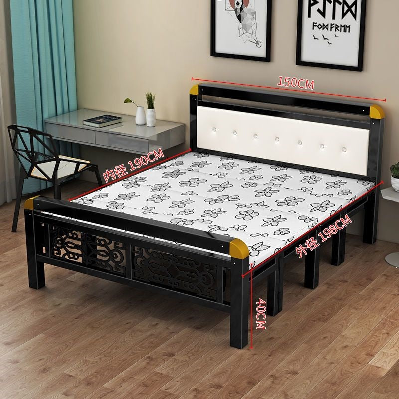 Folding bedfor homedouble iron frame bed with mattress rental house simple bed hard bed office lunch break bed single