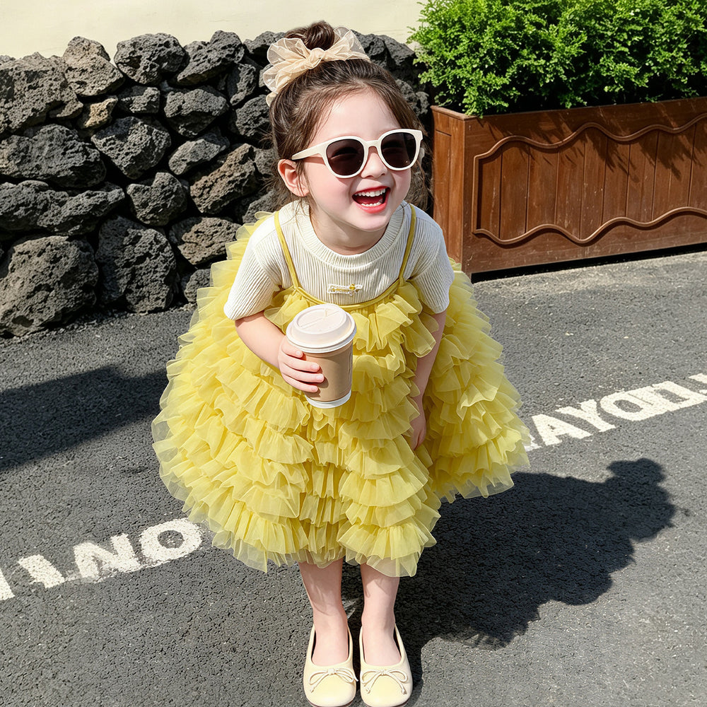 Girls'  dress - kids' sundress cake dress - baby birthday party chic girl princess dress - korean style long dress