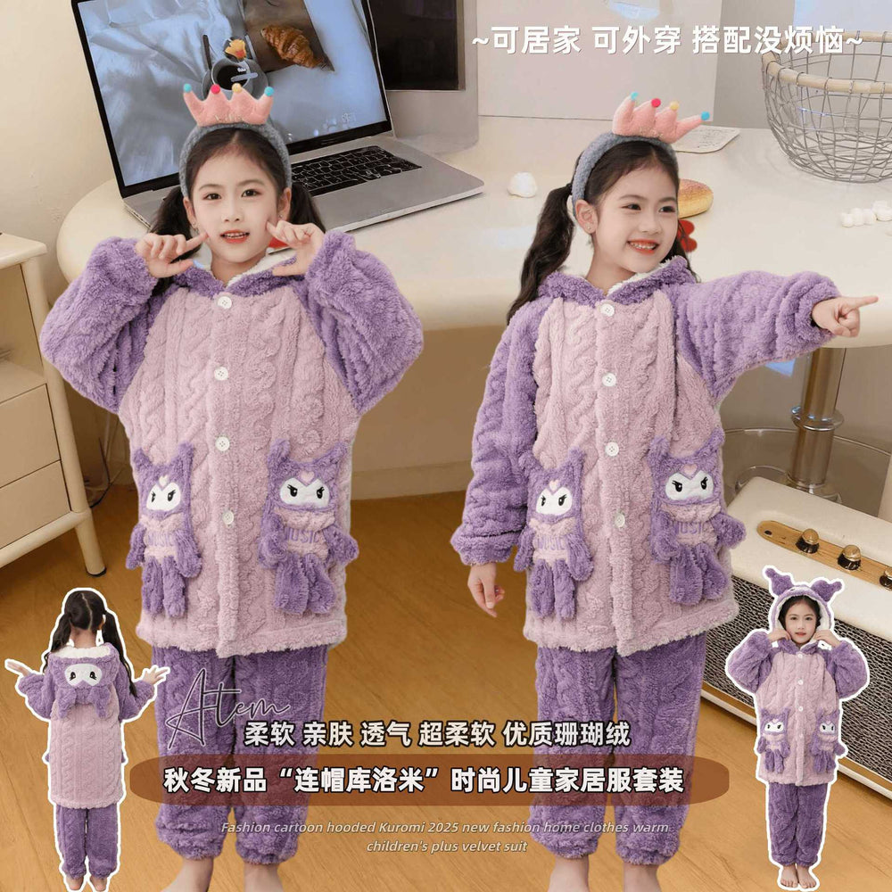 Kids pajamasfall and winter style new arrival coral velvet girl nightgown autum flannel big child girl bathrobe warm