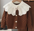 Kids' knit sweater cardigan with oversized collar -  autumn new arrival - two-piece set for little girls: cardigan and pants