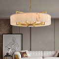Luxury marble & solid brass living room chandelier - modern minimalist lighting for dining room, bedroom, show home, villa, duplex, and grand hall