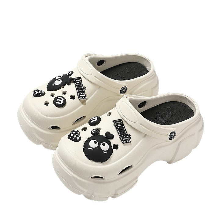 Thick sole heightened crocs popular women's outwear office non-slip breathable operating room toe half slippers women's summer