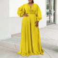 C8603 european and american plus size women's clothing  autumn/winter new long sleeve beaded sexy wide leg pleated african jumpsuit