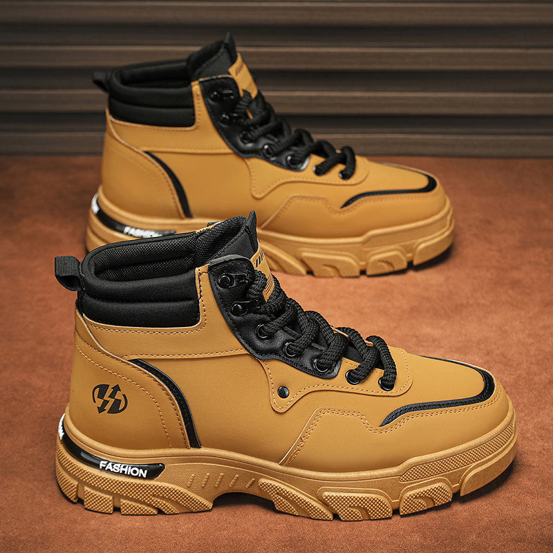 Boots for men 2025 spring new arrival british style retroworkwear rhubarb boots men's high-top outdoor waterproof leather boots