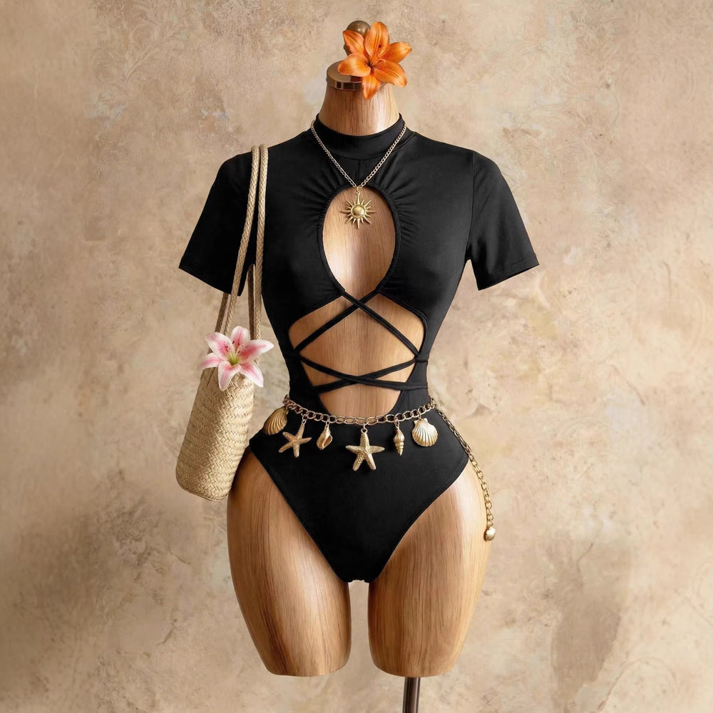 Sexy hot girl cutout bustier bodysuit - new summer slim-fit lingerie top - european & american style