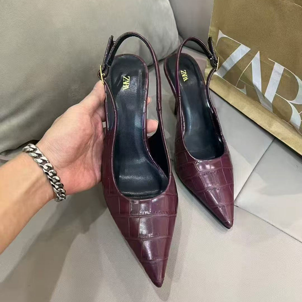 Za2026new arrival pointed toe stiletto pumps high heels back empty back strap fashion sandals accessible luxuryfashion high heels