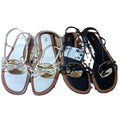 Za women's shoes 2024 summer new arrivals: women's flat sandals with metal buckle embellishments, perfect for the beach