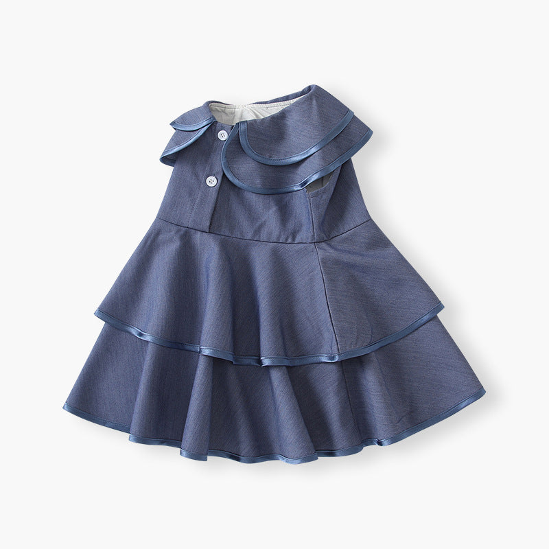 Princess dress kids girls summer new  fashion ruffle baby princess dress solid color korean style children's dress