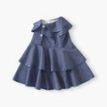 Princess dress kids girls summer new  fashion ruffle baby princess dress solid color korean style children's dress