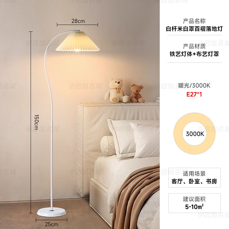Floor lamp vintage french retro cream living room bedroom bedside vertical table lamp japanese pleated atmosphere lamp