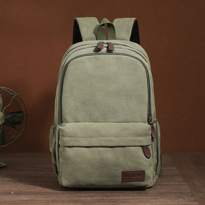 Cross-border casual canvas backpack male large-capacity college student schoolbag waterproof computer backpack outdoor travel backpack