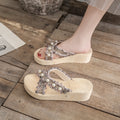 Wedge heel chanel-inspired pearl slippers - women's summer outdoor wear, 2024 new thick-soled platform sandals with heel