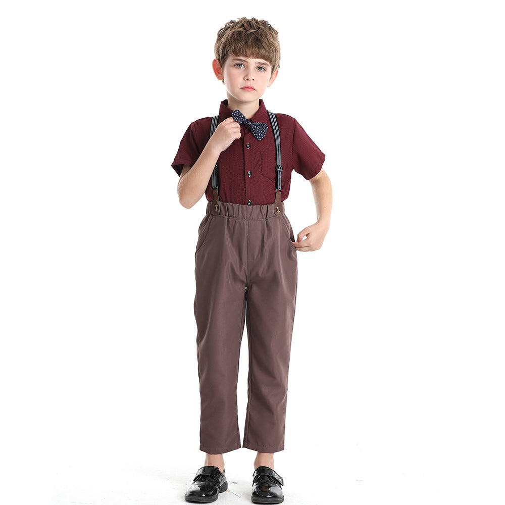 New boys' autumn outfit set: stylish baby foreign trade boys' suit, boys' dress shirt, holiday formal wear - custom options available