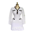 Exportnew arrivalfall and winternew arrivalwaffle gridscontrast color tweed stylev neckknittingdressruffles skirt