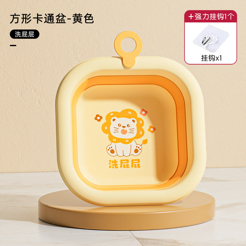 New arrivalkids cartoon square foldable washbasin baby portable washbasin dormitory for home small basin