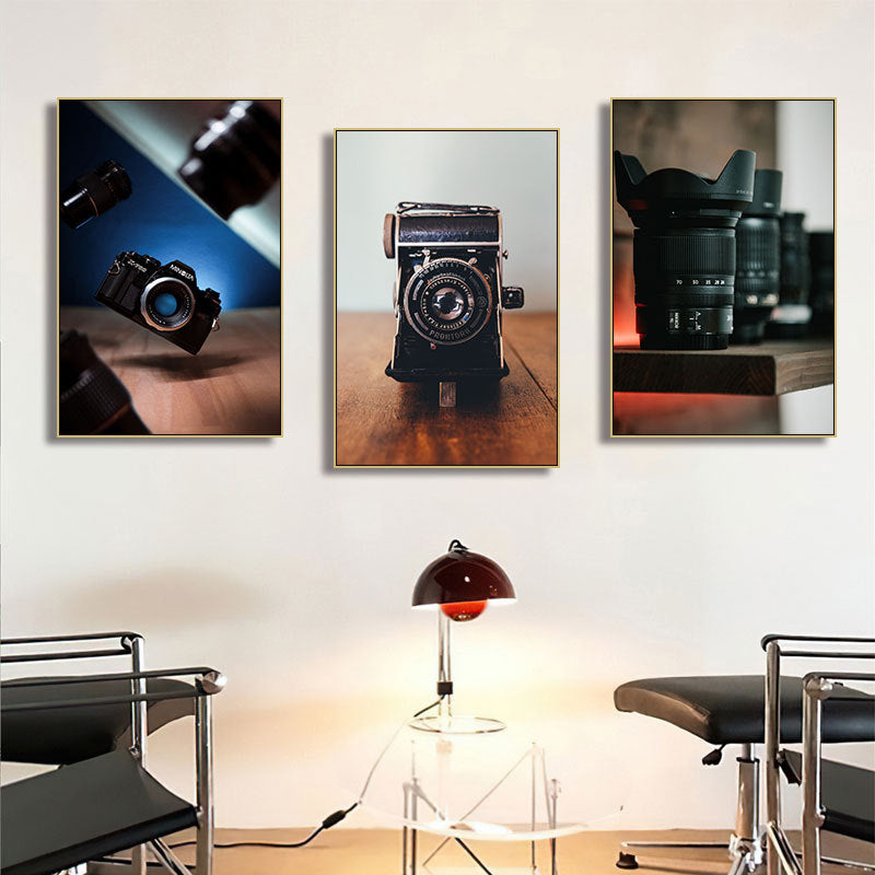 Camera photography Decorative painting Photo studio Black and white industrial style hanging painting Media studio Camera mural