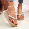 2025 summer new bohemian tassel slippers women's thick sole non-slip flats indoor and outdoor sandals beach shoes