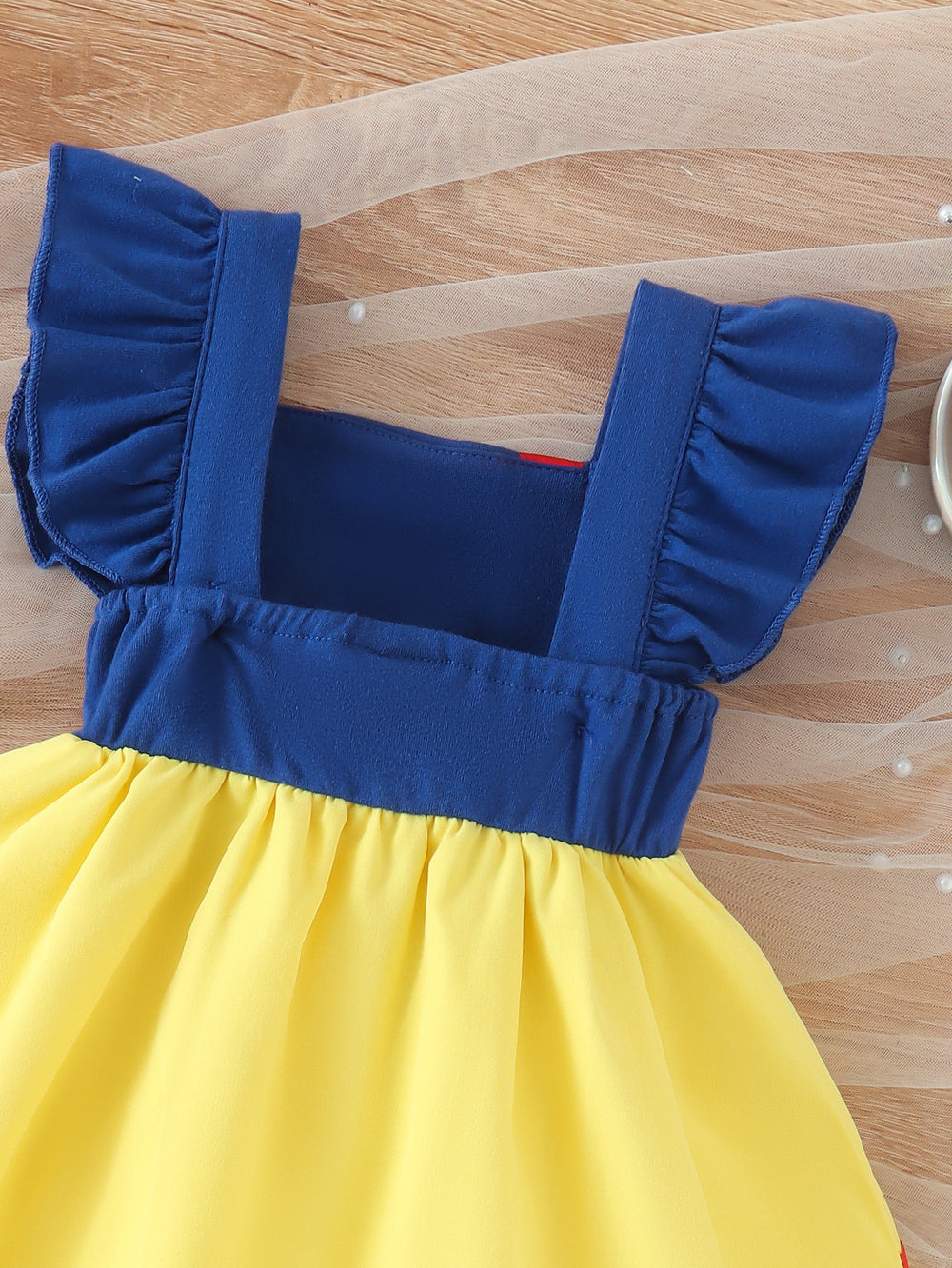 Children's clothing cross-border european and american girls blue red yellow flying sleeve dress children's clothing khaki