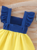 Children's clothing cross-border european and american girls blue red yellow flying sleeve dress children's clothing khaki