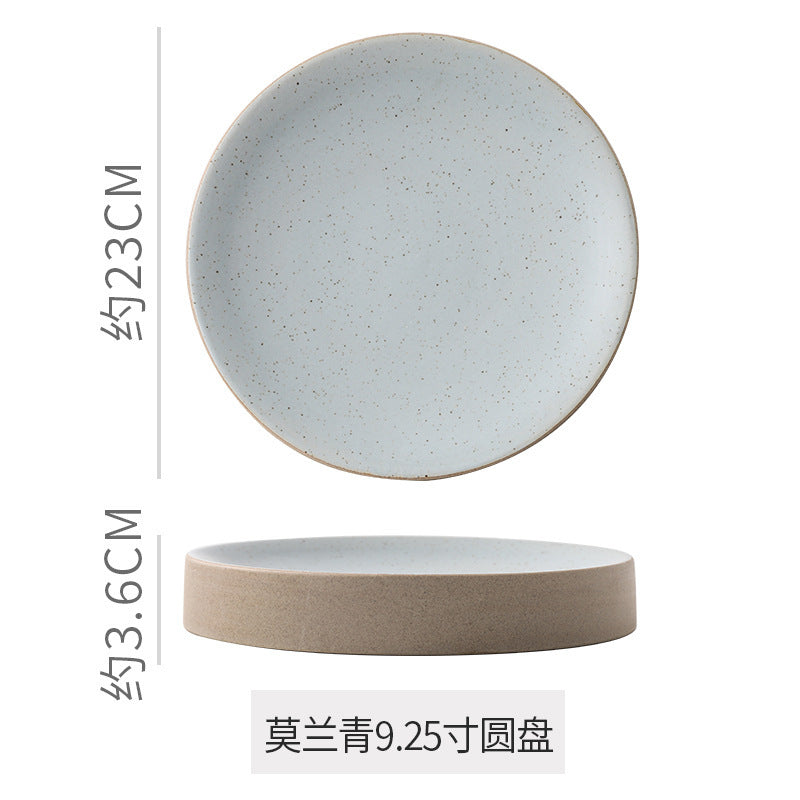 Stylish high-looking clay western food snack round plate restaurant hotel for home pastry dessert plate classy plate