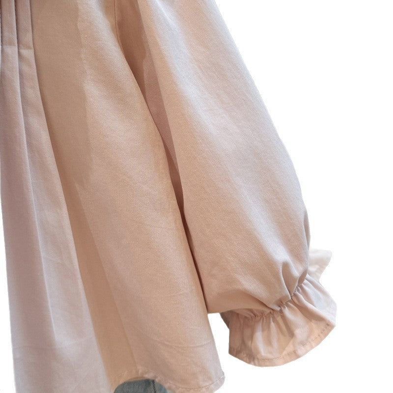 Spring new girls' long-sleeve shirt, korean style casual fashion blouse for baby girls, stylish children's top, trendy kids' clothing