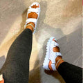 Women's sandals , chunky sole, plus size (us 11/uk 9/eu 43), round toe, velcro closure, flat sandals, ready stock wholesale