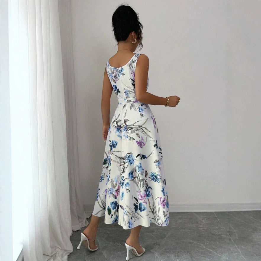 european and american cross-border  summer new women's camisole print dress