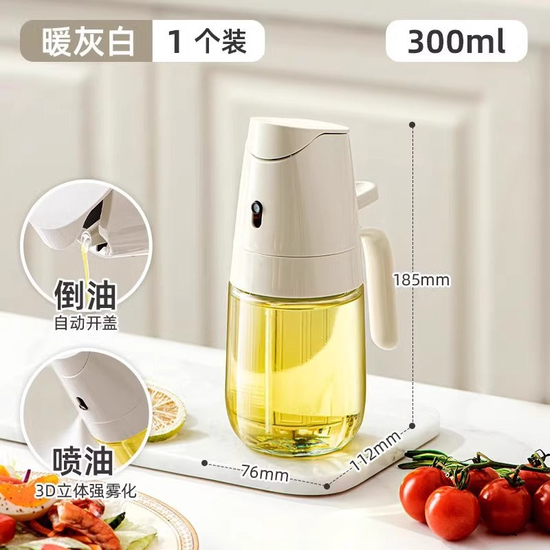 Oil sprayer bottle - dual-use, mist & pour, kitchen glass, leak-proof, non-stick, for soy sauce, vinegar & seasonings