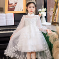 Amazon new girls' dress - train, lace, and tulle tutu - flower girl, banquet, and performance dress - cross-border ready stock